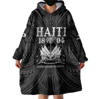 Haiti 1804 Wearable Blanket Hoodie Polynesian Silver Neg Maron LT05 - Polynesian Pride