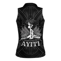 Haiti 1804 Women Sleeveless Polo Shirt Polynesian Silver Neg Maron