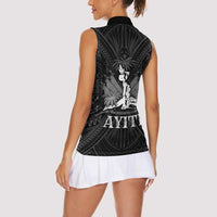 Haiti 1804 Women Sleeveless Polo Shirt Polynesian Silver Neg Maron