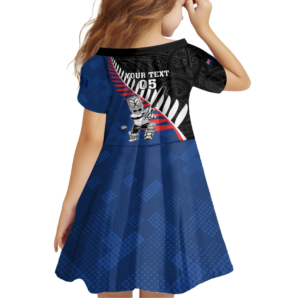 Custom New Zealand Auckland Cricket Family Matching Off The Shoulder Long Sleeve Dress and Hawaiian Shirt With Maori Pattern LT05 - Polynesian Pride
