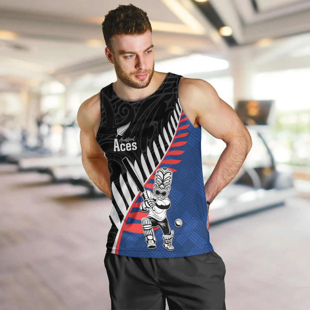 Custom New Zealand Auckland Cricket Men Tank Top With Maori Pattern LT05 Blue - Polynesian Pride