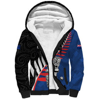 Custom New Zealand Auckland Cricket Sherpa Hoodie With Maori Pattern LT05 Unisex Blue - Polynesian Pride