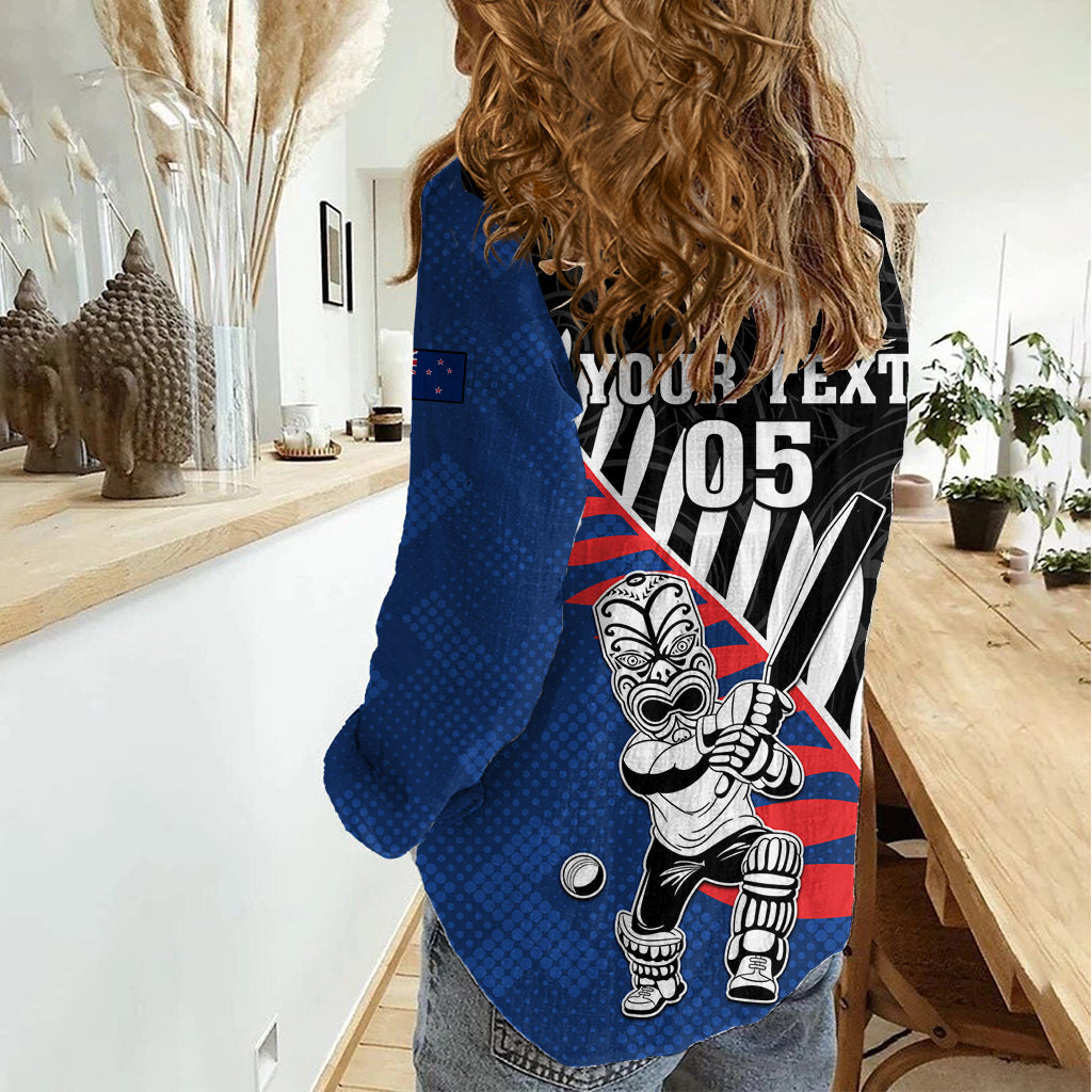 Custom New Zealand Auckland Cricket Women Casual Shirt With Maori Pattern