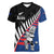 Custom New Zealand Auckland Cricket Women V Neck T Shirt With Maori Pattern