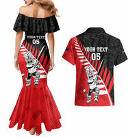 Custom New Zealand Canterbury Cricket Couples Matching Mermaid Dress and Hawaiian Shirt With Maori Pattern