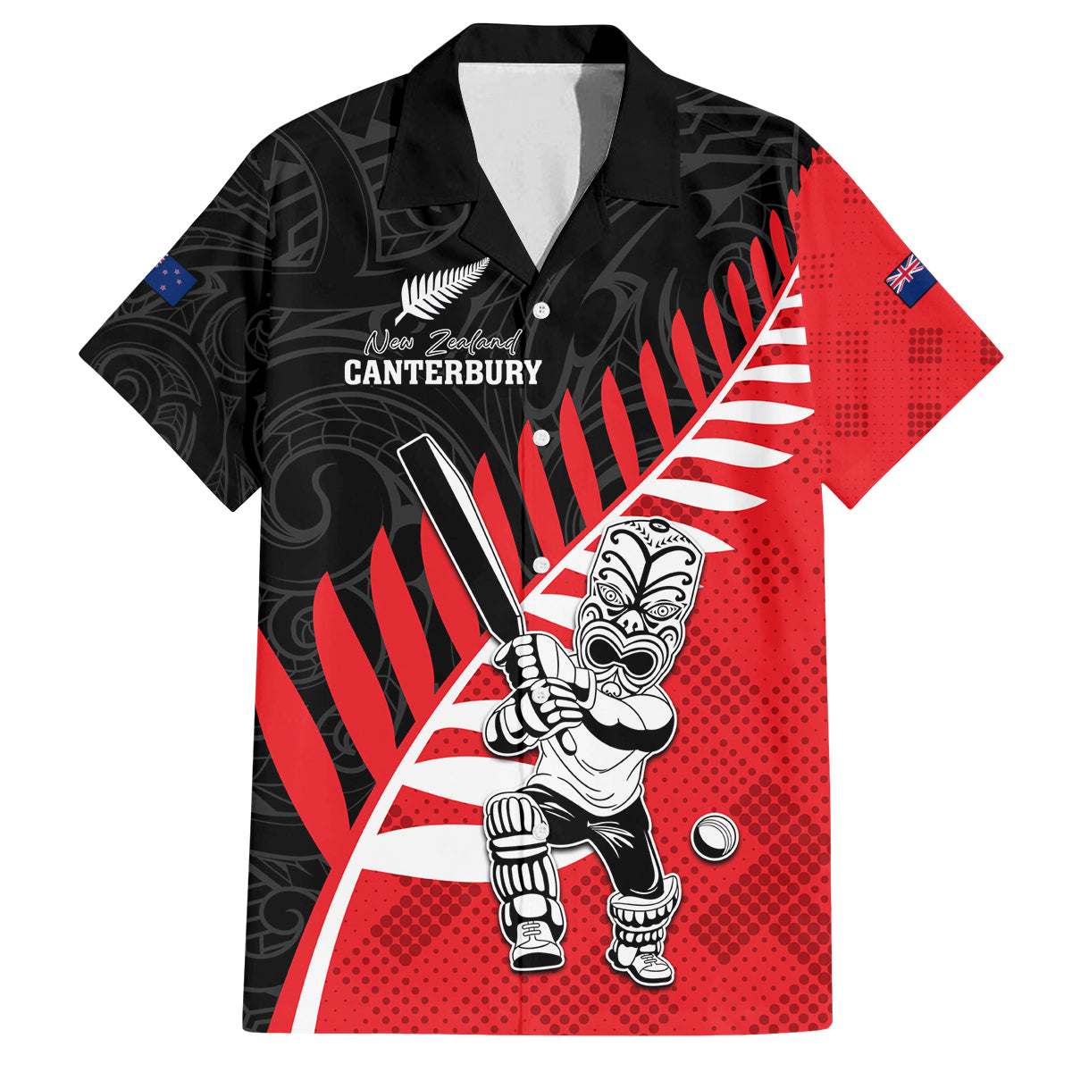 Custom New Zealand Canterbury Cricket Family Matching Puletasi and Hawaiian Shirt With Maori Pattern