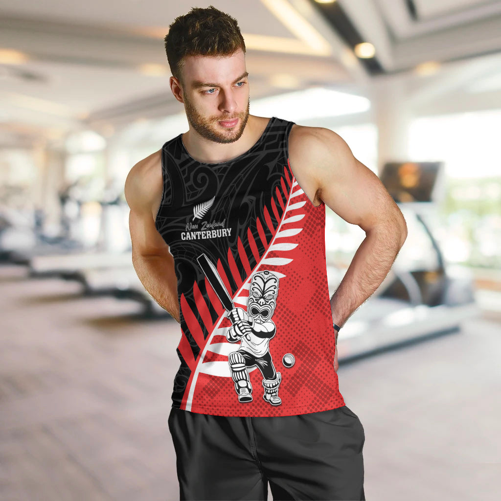 Custom New Zealand Canterbury Cricket Men Tank Top With Maori Pattern LT05 Red - Polynesian Pride