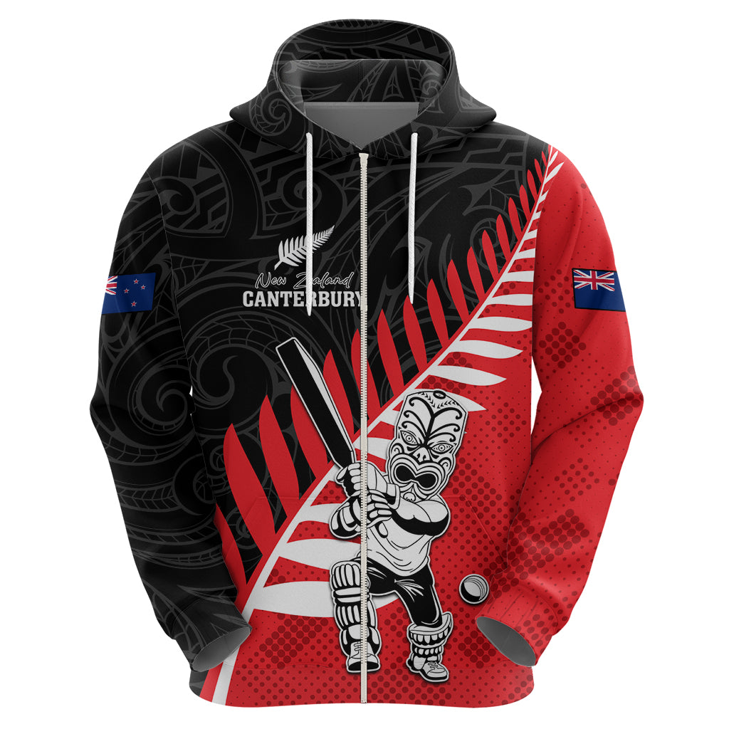 Custom New Zealand Canterbury Cricket Zip Hoodie With Maori Pattern