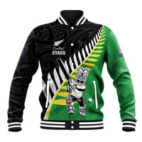 Custom New Zealand Central Districts Cricket Baseball Jacket With Maori Pattern LT05 Unisex Green - Polynesian Pride