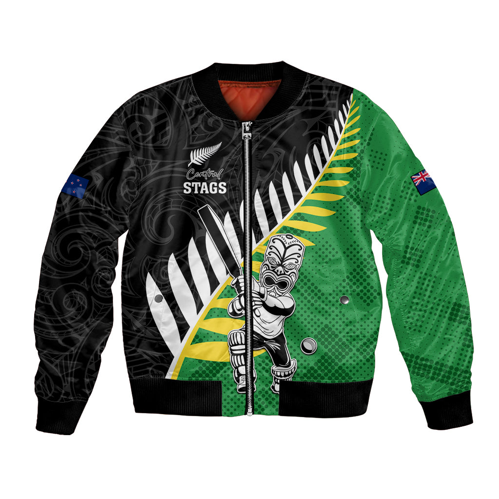Custom New Zealand Central Districts Cricket Bomber Jacket With Maori Pattern LT05 Unisex Green - Polynesian Pride