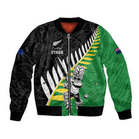 Custom New Zealand Central Districts Cricket Bomber Jacket With Maori Pattern LT05 Unisex Green - Polynesian Pride