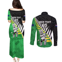 Custom New Zealand Central Districts Cricket Couples Matching Puletasi and Long Sleeve Button Shirt With Maori Pattern LT05 - Polynesian Pride