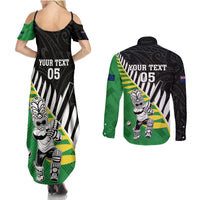 Custom New Zealand Central Districts Cricket Couples Matching Summer Maxi Dress and Long Sleeve Button Shirt With Maori Pattern LT05 - Polynesian Pride