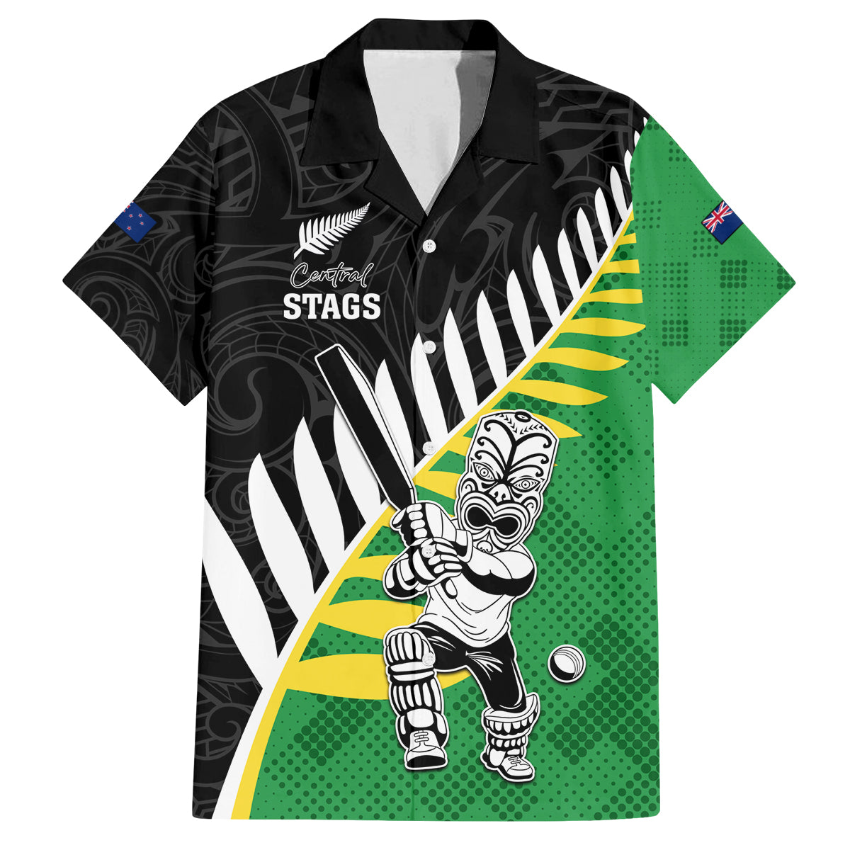Custom New Zealand Central Districts Cricket Family Matching Summer Maxi Dress and Hawaiian Shirt With Maori Pattern