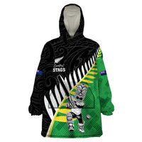Custom New Zealand Central Districts Cricket Wearable Blanket Hoodie With Maori Pattern LT05 One Size Green - Polynesian Pride