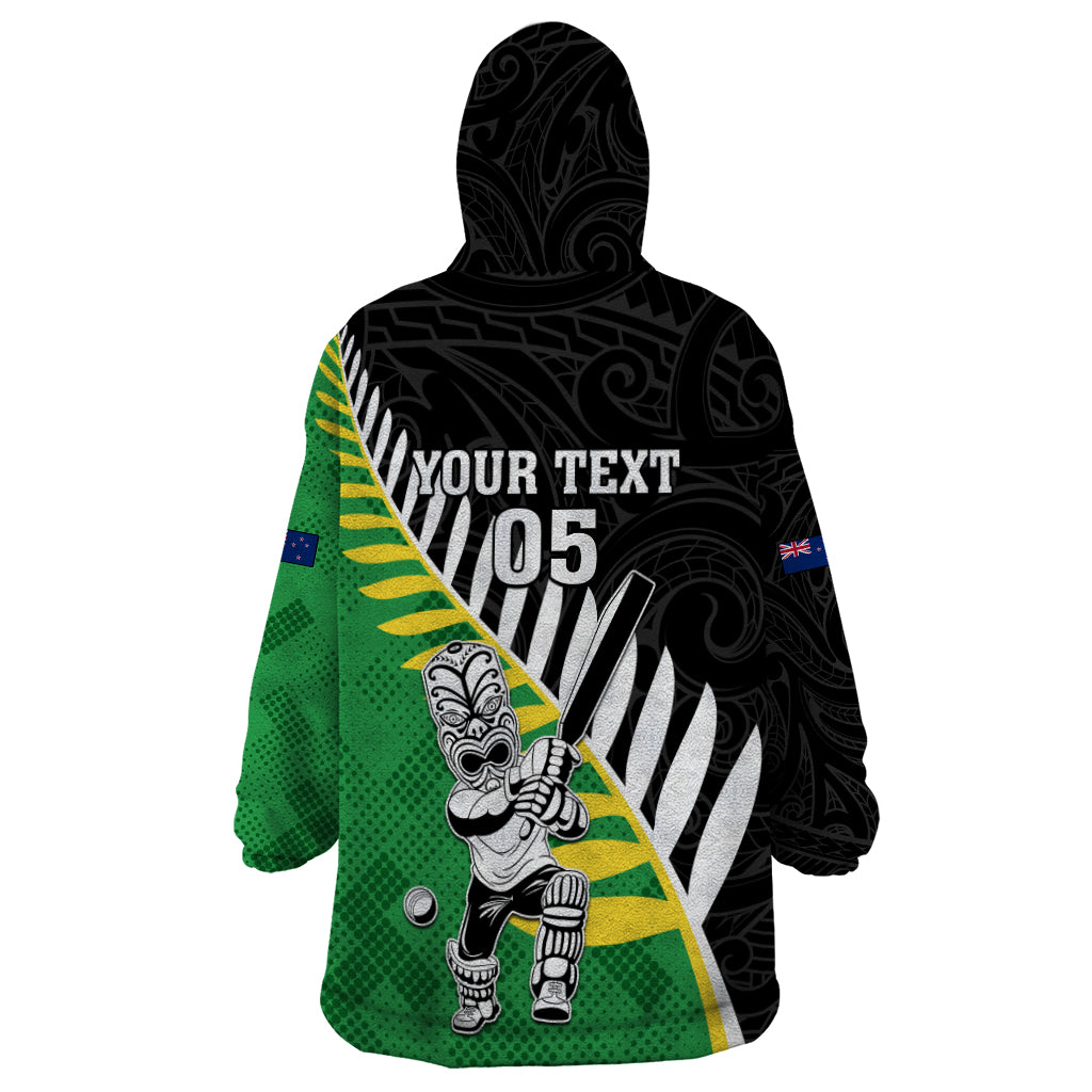 Custom New Zealand Central Districts Cricket Wearable Blanket Hoodie With Maori Pattern LT05 - Polynesian Pride