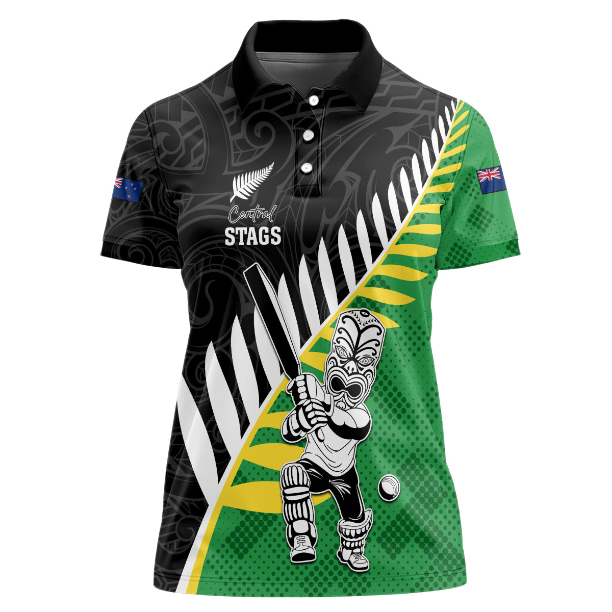 Custom New Zealand Central Districts Cricket Women Polo Shirt With Maori Pattern