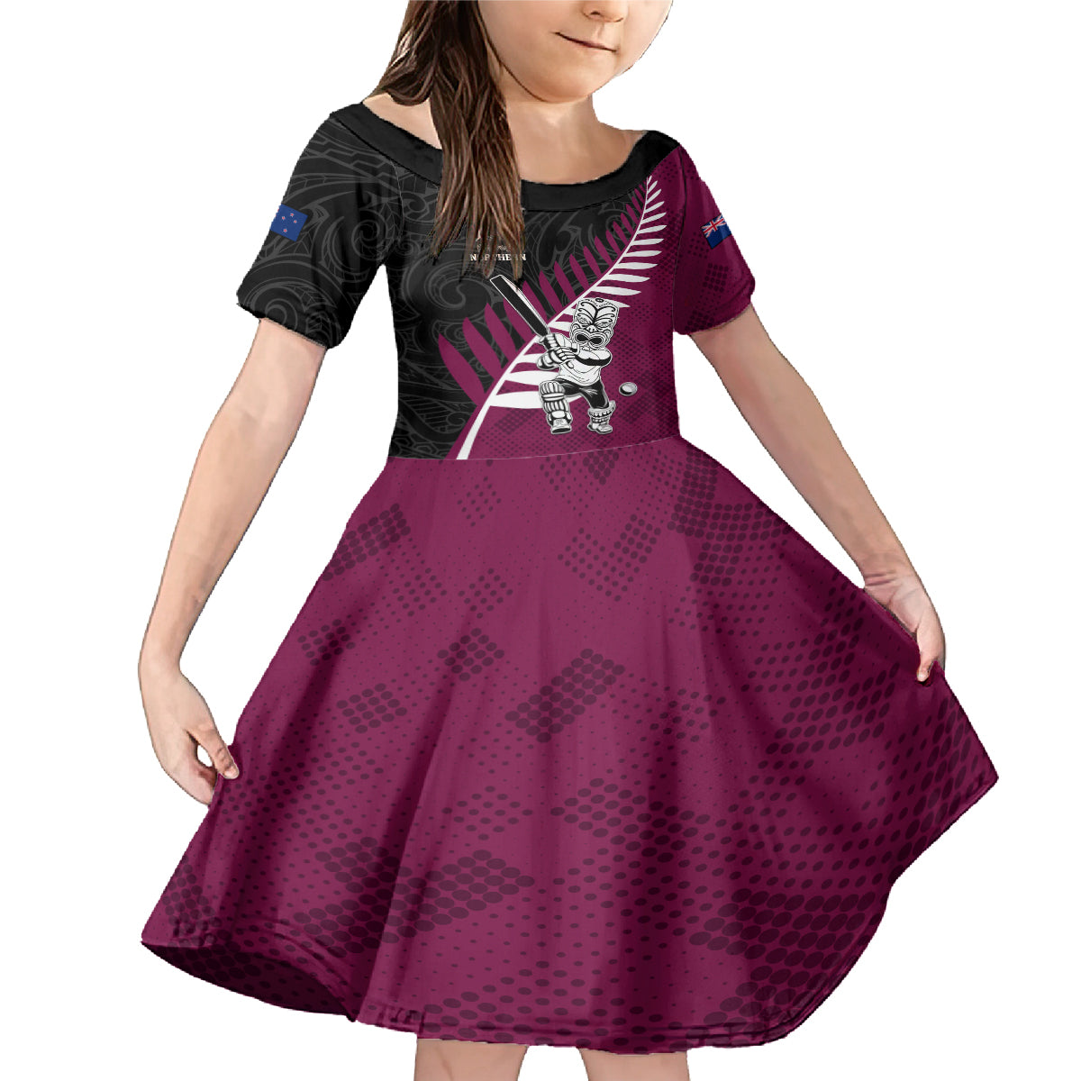 Custom New Zealand Northern Districts Cricket Family Matching Mermaid Dress and Hawaiian Shirt With Maori Pattern