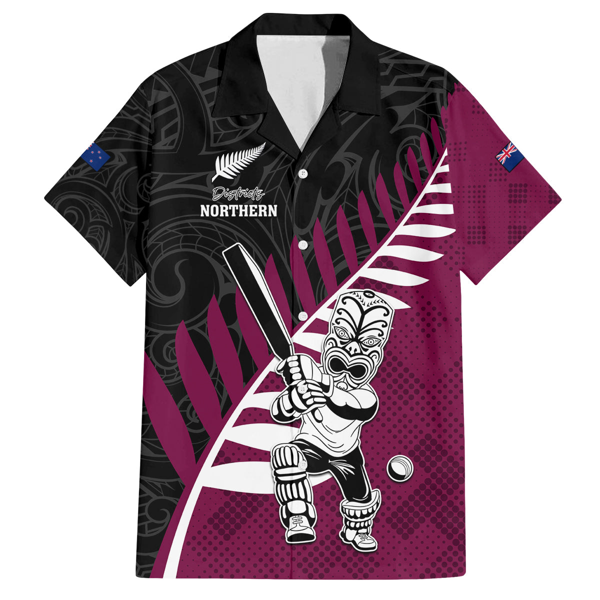 Custom New Zealand Northern Districts Cricket Family Matching Off Shoulder Maxi Dress and Hawaiian Shirt With Maori Pattern
