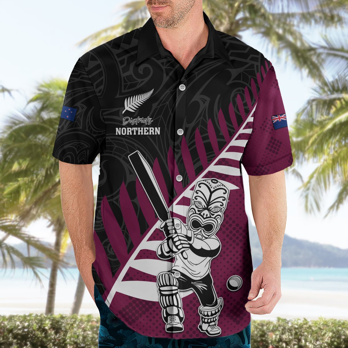 Custom New Zealand Northern Districts Cricket Hawaiian Shirt With Maori Pattern LT05 - Polynesian Pride
