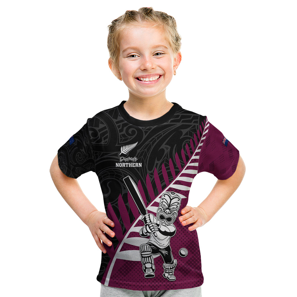 Custom New Zealand Northern Districts Cricket Kid T Shirt With Maori Pattern