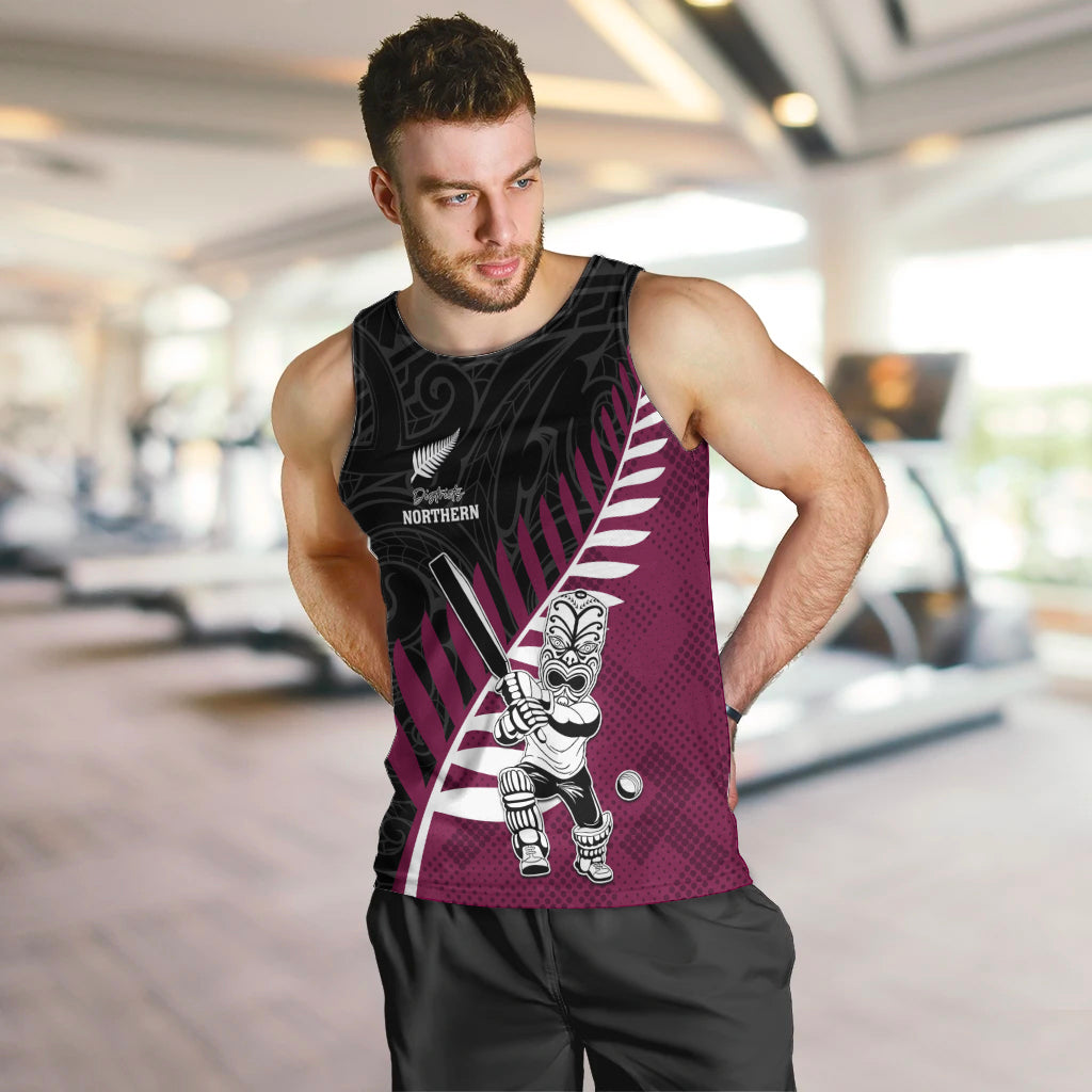 Custom New Zealand Northern Districts Cricket Men Tank Top With Maori Pattern LT05 Maroon - Polynesian Pride