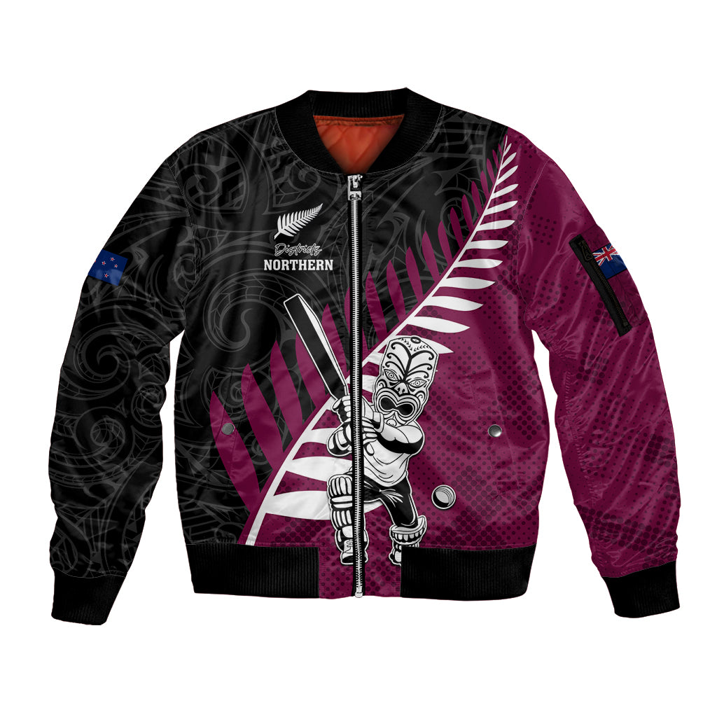 Custom New Zealand Northern Districts Cricket Sleeve Zip Bomber Jacket With Maori Pattern