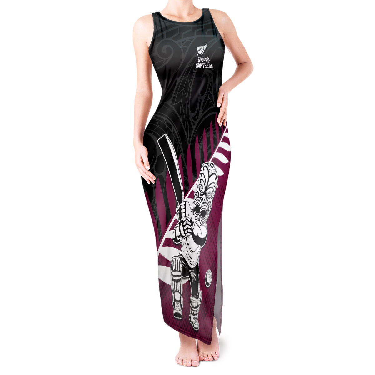 Custom New Zealand Northern Districts Cricket Tank Maxi Dress With Maori Pattern