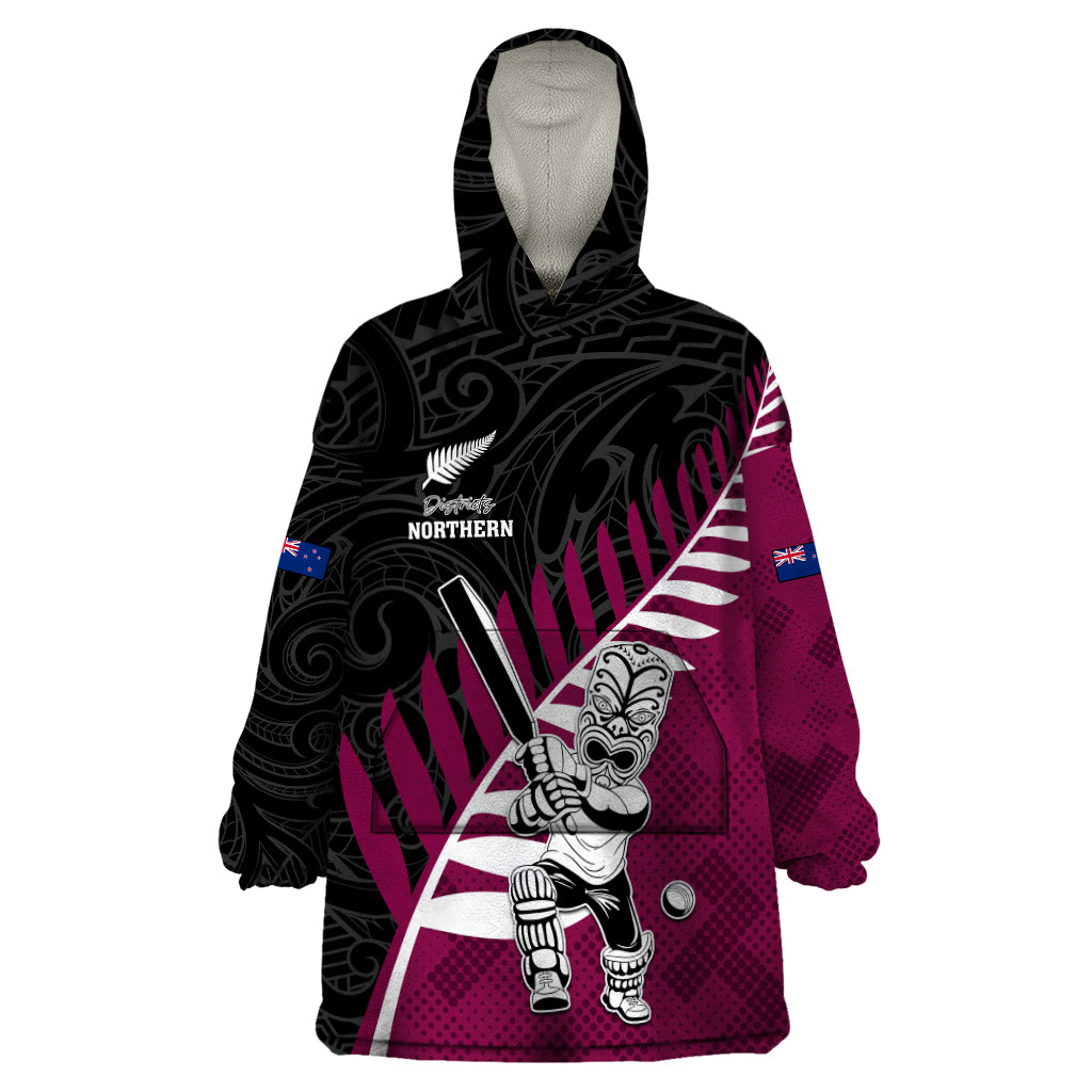 Custom New Zealand Northern Districts Cricket Wearable Blanket Hoodie With Maori Pattern