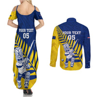 Custom New Zealand Otago Cricket Couples Matching Summer Maxi Dress and Long Sleeve Button Shirt With Maori Pattern LT05 - Polynesian Pride
