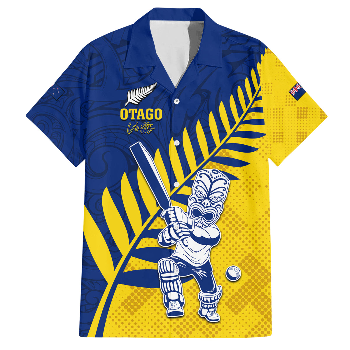 Custom New Zealand Otago Cricket Family Matching Short Sleeve Bodycon Dress and Hawaiian Shirt With Maori Pattern
