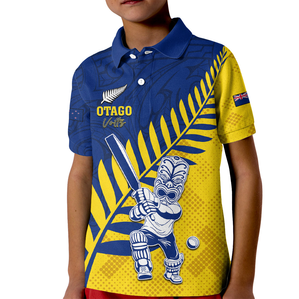 Custom New Zealand Otago Cricket Kid Polo Shirt With Maori Pattern