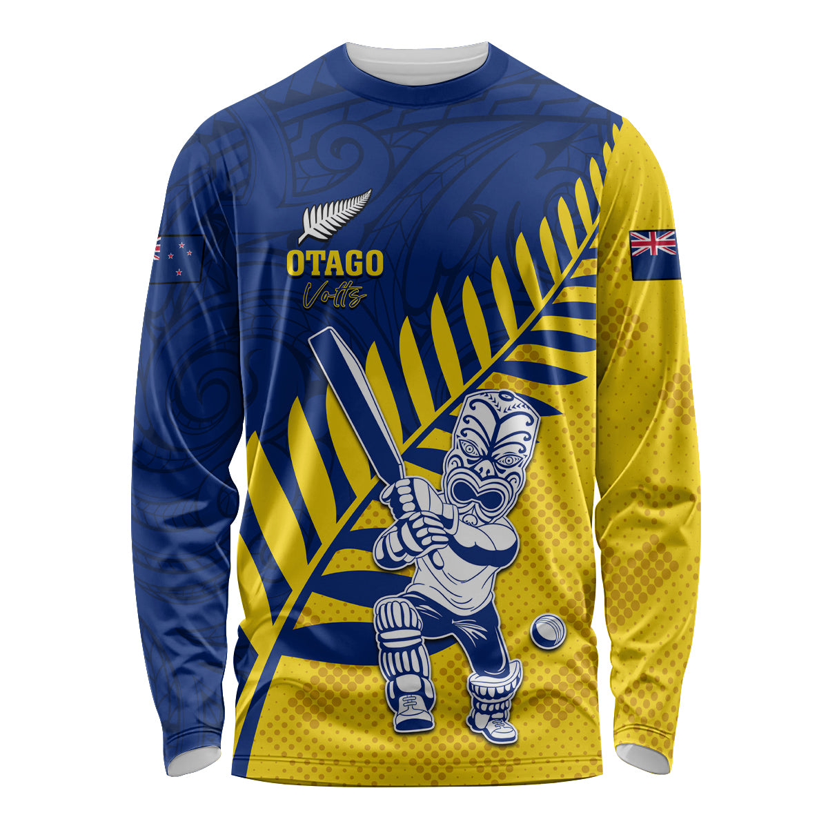 Custom New Zealand Otago Cricket Long Sleeve Shirt With Maori Pattern