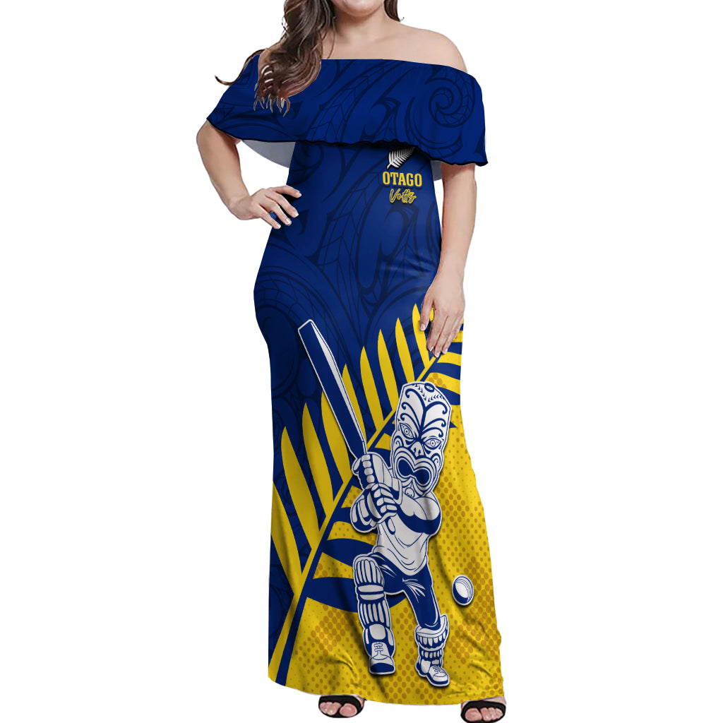 Custom New Zealand Otago Cricket Off Shoulder Maxi Dress With Maori Pattern