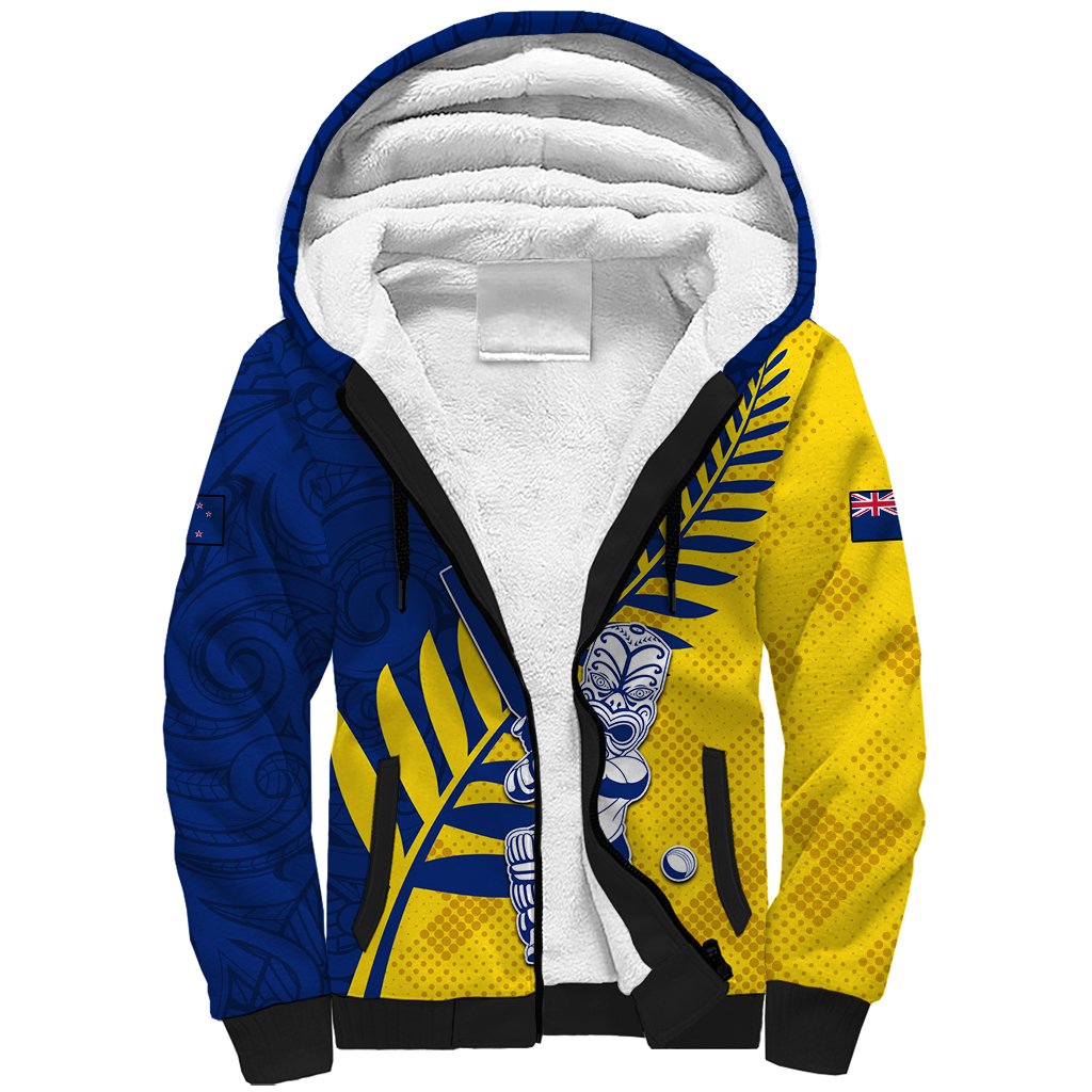 Custom New Zealand Otago Cricket Sherpa Hoodie With Maori Pattern LT05 Unisex Yellow - Polynesian Pride