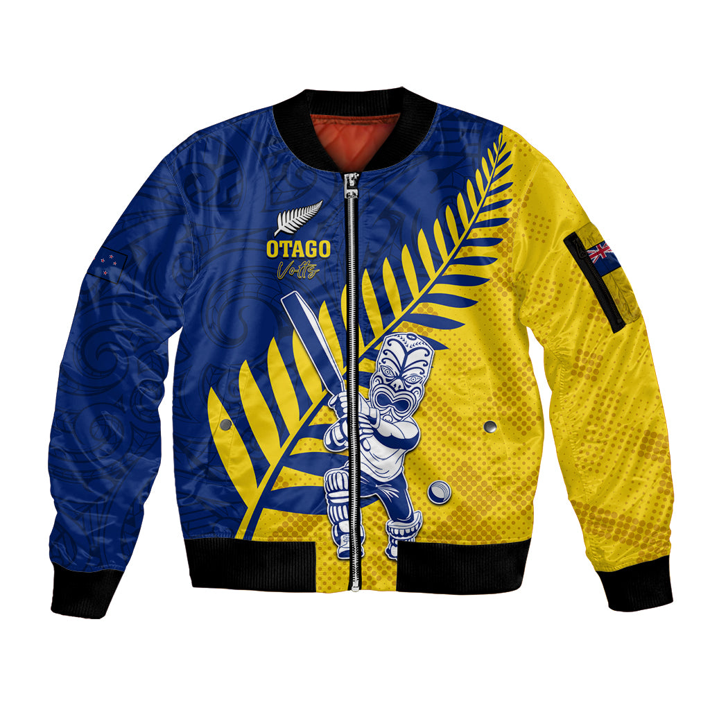 Custom New Zealand Otago Cricket Sleeve Zip Bomber Jacket With Maori Pattern LT05 Unisex Yellow - Polynesian Pride
