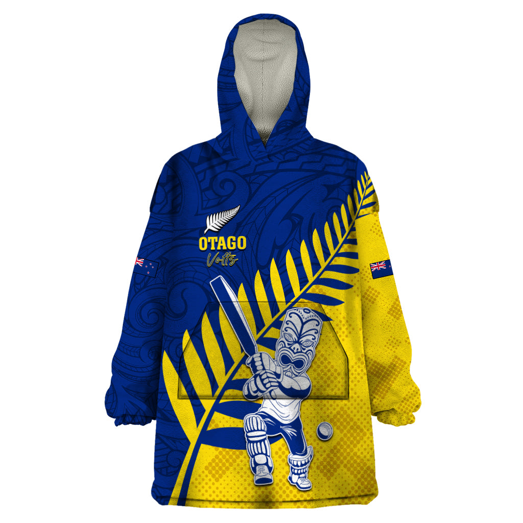 Custom New Zealand Otago Cricket Wearable Blanket Hoodie With Maori Pattern LT05 One Size Yellow - Polynesian Pride