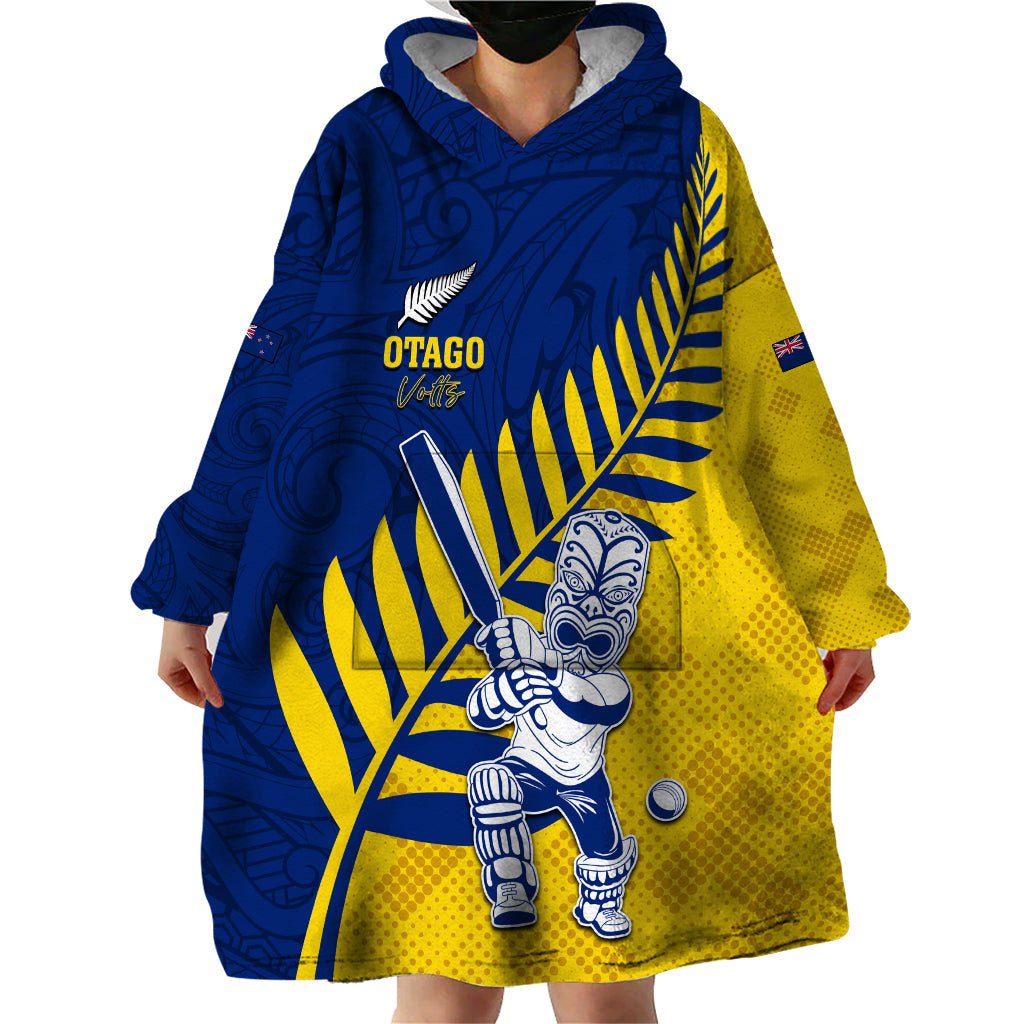 Custom New Zealand Otago Cricket Wearable Blanket Hoodie With Maori Pattern LT05 - Polynesian Pride