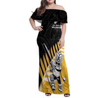 Custom New Zealand Wellington Cricket Family Matching Off Shoulder Maxi Dress and Hawaiian Shirt With Maori Pattern