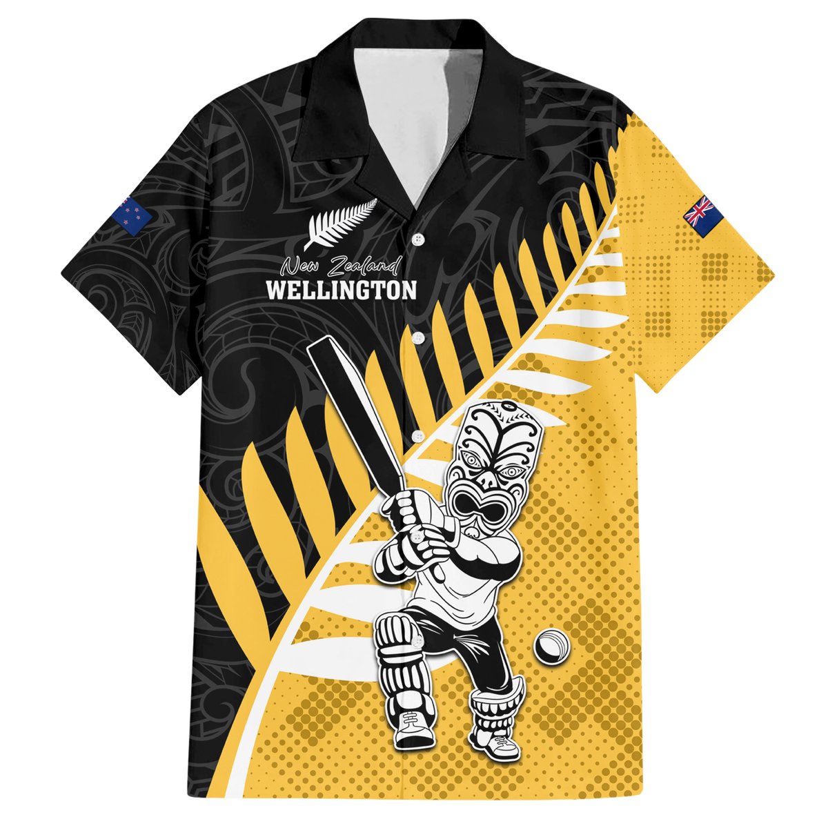 Custom New Zealand Wellington Cricket Hawaiian Shirt With Maori Pattern LT05 Yellow - Polynesian Pride