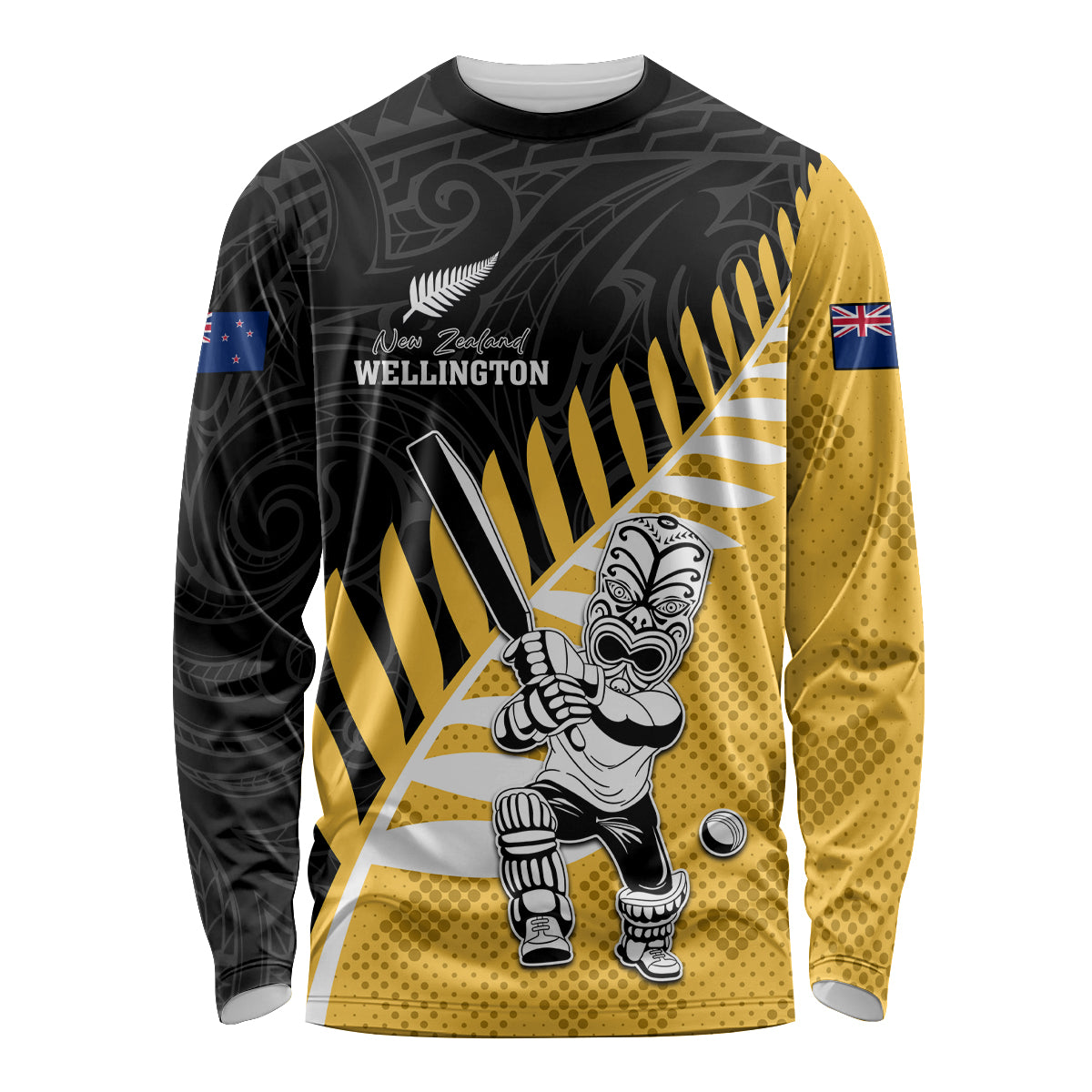 Custom New Zealand Wellington Cricket Long Sleeve Shirt With Maori Pattern