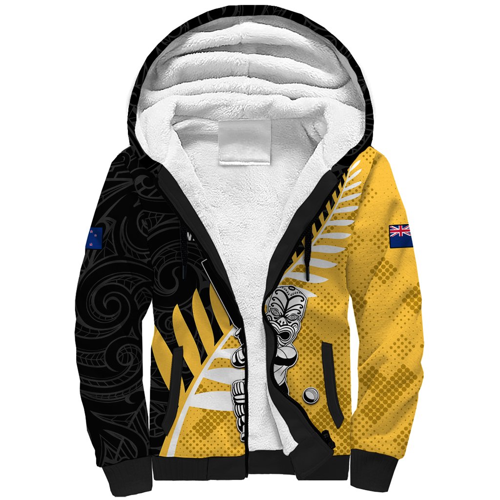 Custom New Zealand Wellington Cricket Sherpa Hoodie With Maori Pattern LT05 Unisex Yellow - Polynesian Pride