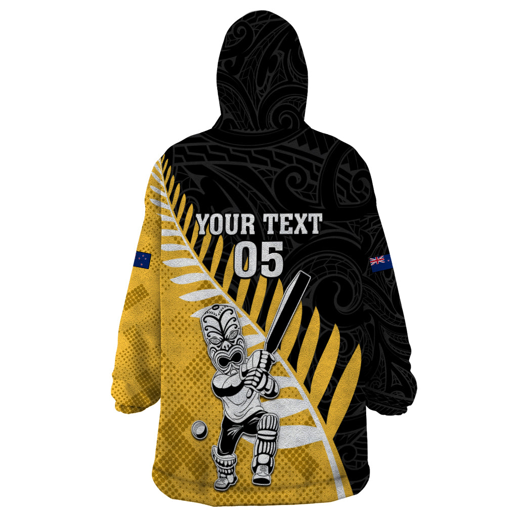 Custom New Zealand Wellington Cricket Wearable Blanket Hoodie With Maori Pattern LT05 - Polynesian Pride