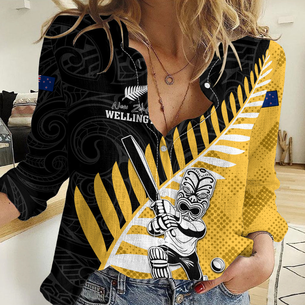 Custom New Zealand Wellington Cricket Women Casual Shirt With Maori Pattern