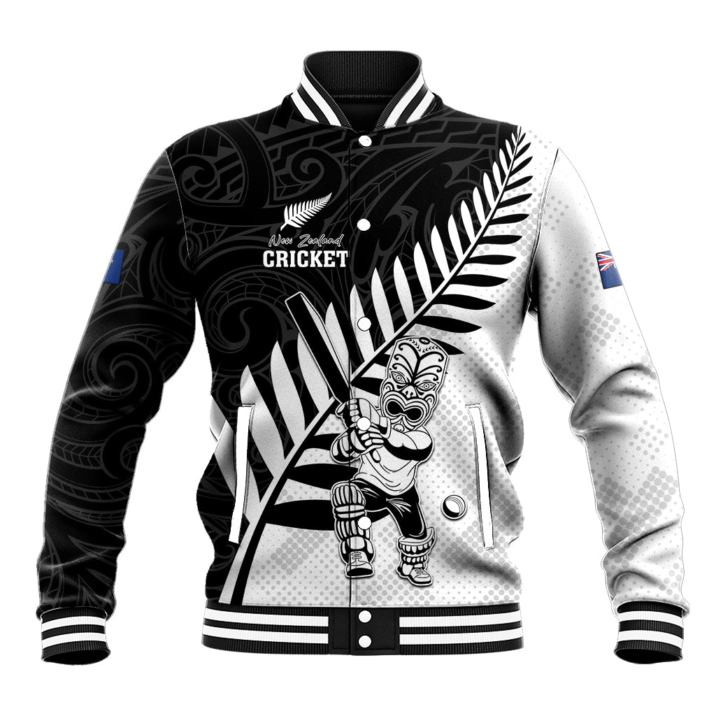 Custom New Zealand Cricket Baseball Jacket With Maori Pattern LT05 Unisex Black - Polynesian Pride