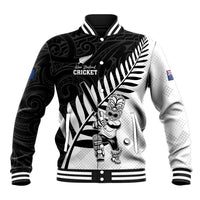 Custom New Zealand Cricket Baseball Jacket With Maori Pattern LT05 Unisex Black - Polynesian Pride