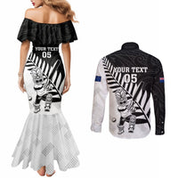 Custom New Zealand Cricket Couples Matching Mermaid Dress and Long Sleeve Button Shirt With Maori Pattern LT05 - Polynesian Pride