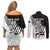 Custom New Zealand Cricket Couples Matching Off Shoulder Short Dress and Long Sleeve Button Shirt With Maori Pattern