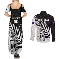 Custom New Zealand Cricket Couples Matching Summer Maxi Dress and Long Sleeve Button Shirt With Maori Pattern LT05 - Polynesian Pride