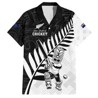 Custom New Zealand Cricket Family Matching Puletasi and Hawaiian Shirt With Maori Pattern LT05 Dad's Shirt - Short Sleeve Black - Polynesian Pride